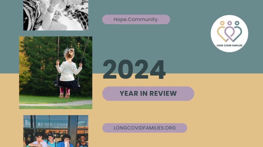 A child is swinging on a swing in the park. A black and white photo of two people holding hands. 2024 YEAR IN REVIEW.