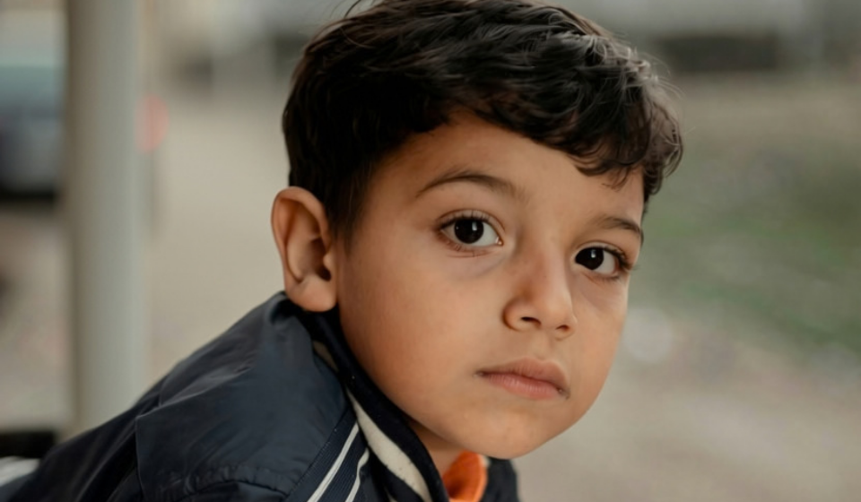 A child looking toward the camera.